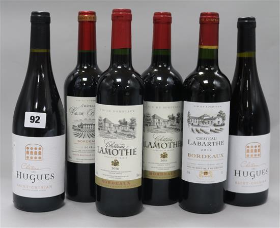 Six assorted bottles of Bordeaux Claret